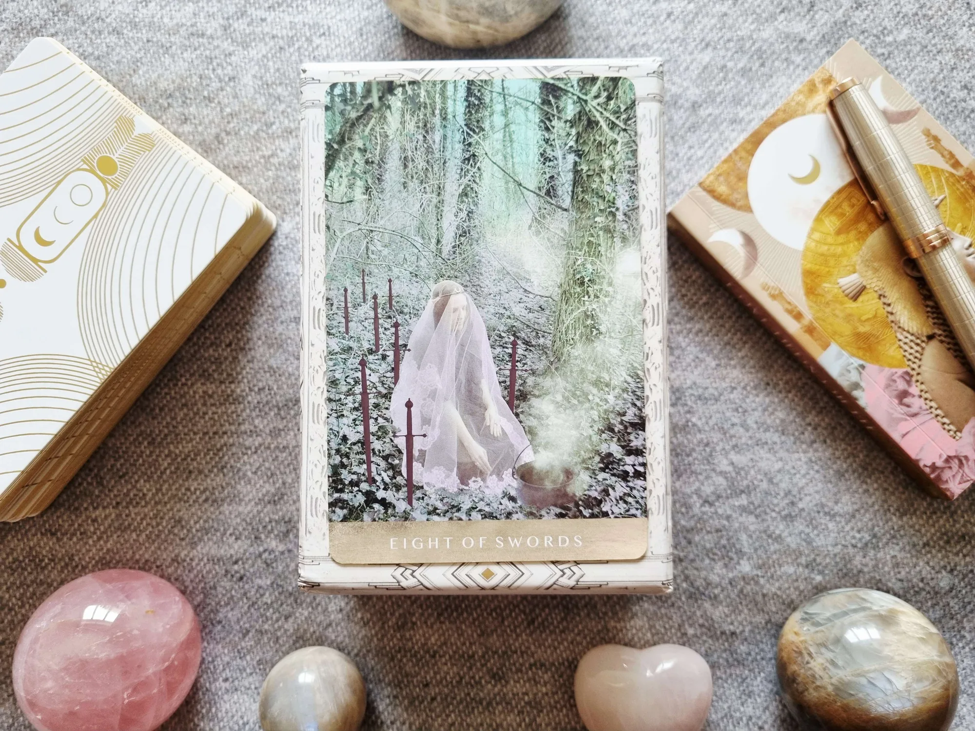 Eight of Swords from the Moonchild Tarot for shadow work meditation