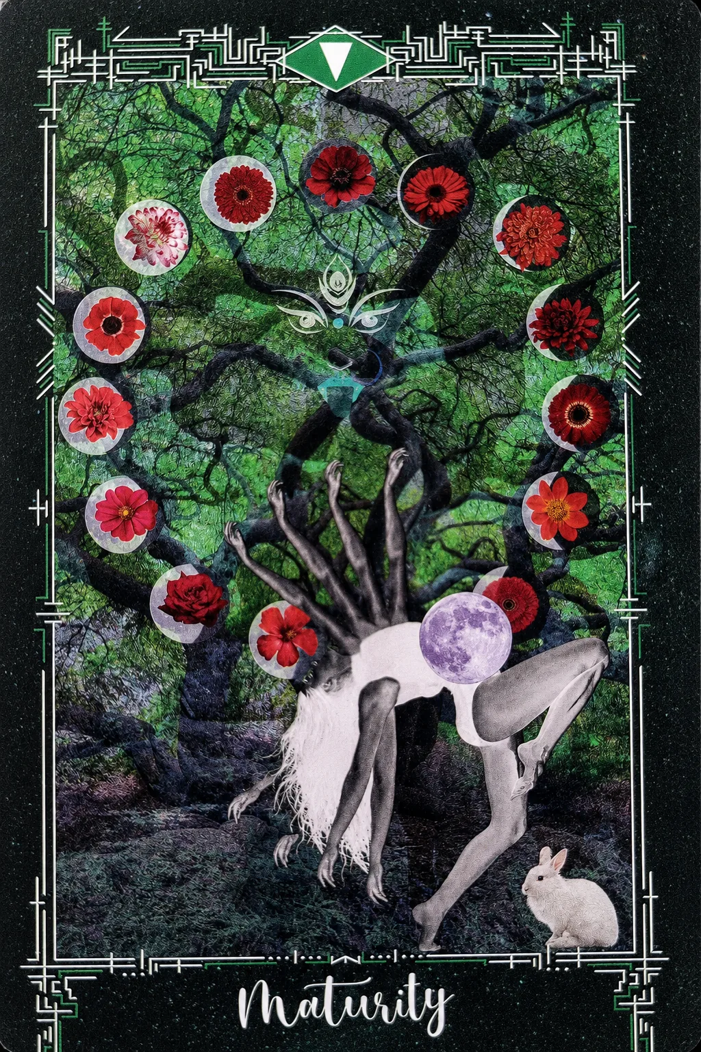 Queen of Pentacles, Maturity, card from the Cosmosis Tarot